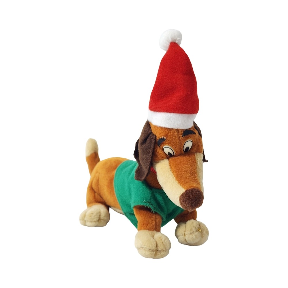 All Dogs Go To Heaven Itchy Itchiford Dachshund Plush Christmas Santa Hat 8in